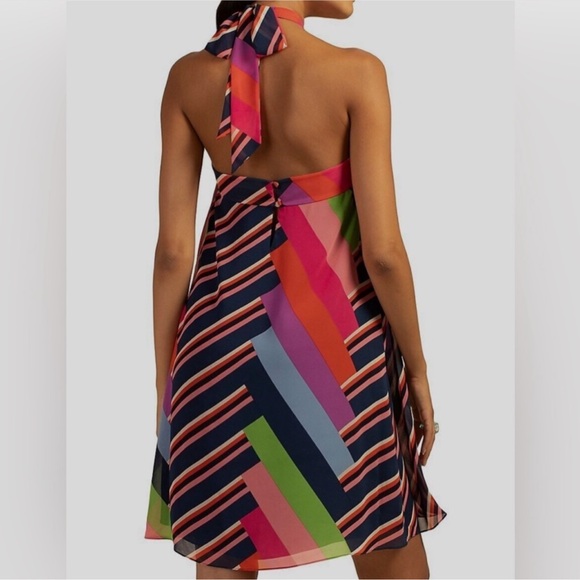 Trina Turk Dresses & Skirts - $278 Trina Turk Womens Blue Striped Halter Self-Tie Sleeveless Mini Dress Size L